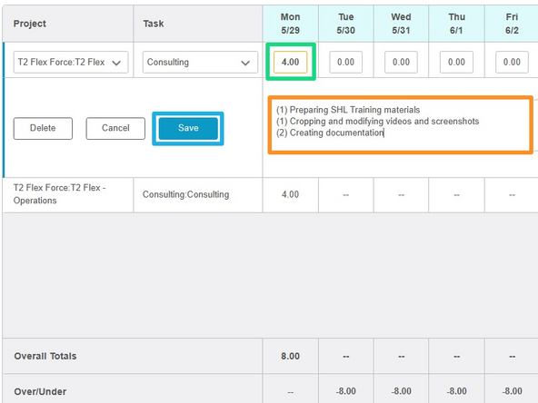 Enter the Number of Hours