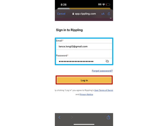 Enter your Email and Password