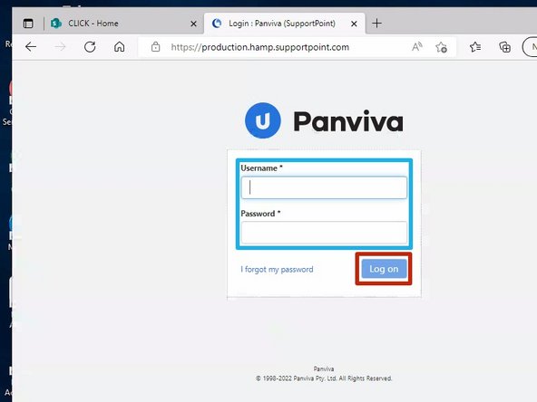 Enter your Support Point (Panviva) Username and Password
