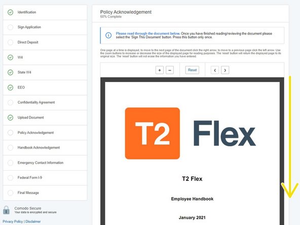 Scroll down and review the T2 Flex Employee Handbook