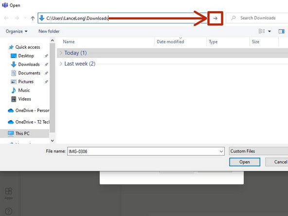 The location of your image will appear in the address bar.