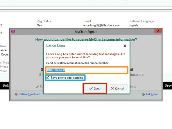 Confirm the Phone Number or Email
