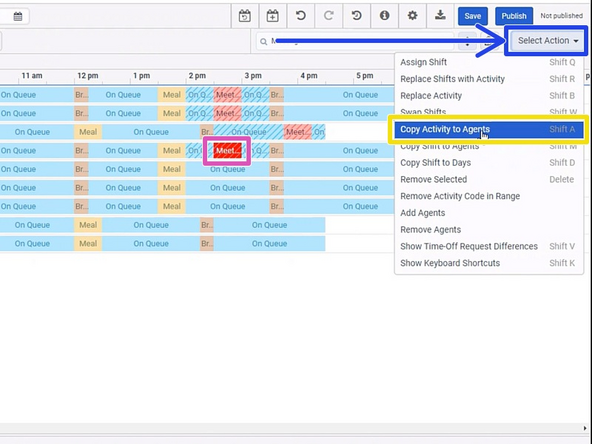 To copy an Activity to other Agents: