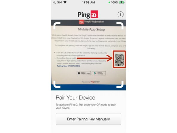 Scan the QR Code using the PingID app