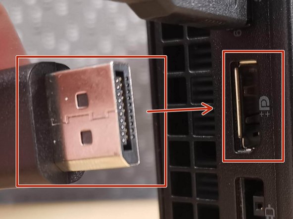Connect the Display Port cable to the Docking Station