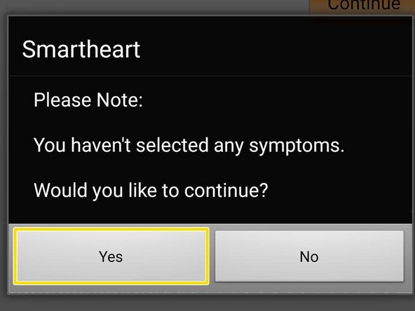 Multiple symptoms can be selected at once.