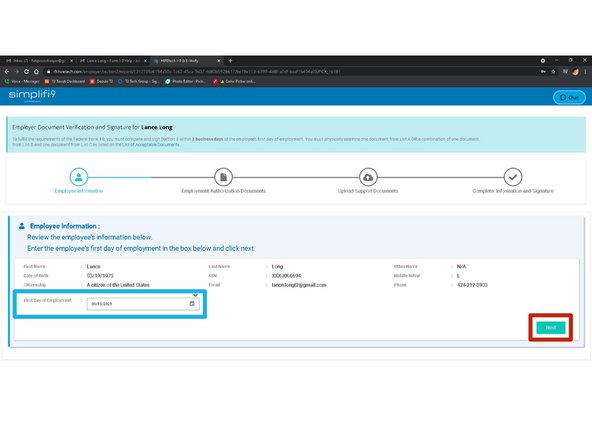 Review and verify the Employee Information.