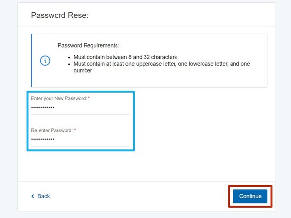 Enter and Re-enter your desired Password