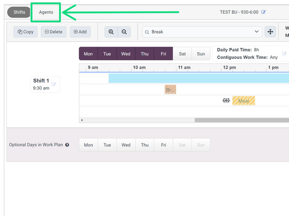 To add agents to the Work Plan: