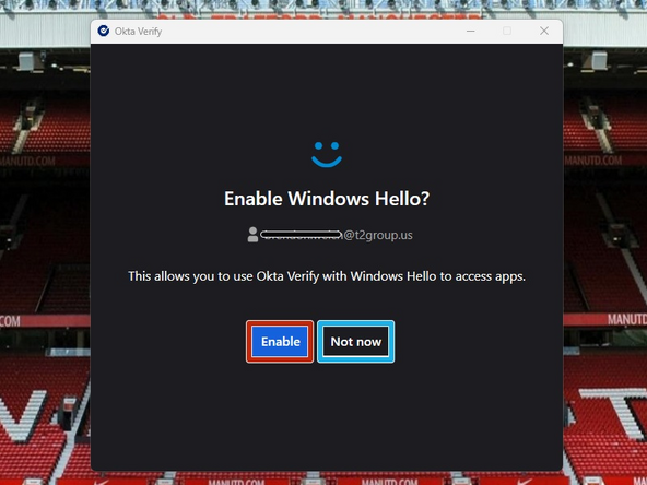 If you were provided a computer by T2, Windows Hello must be enabled.