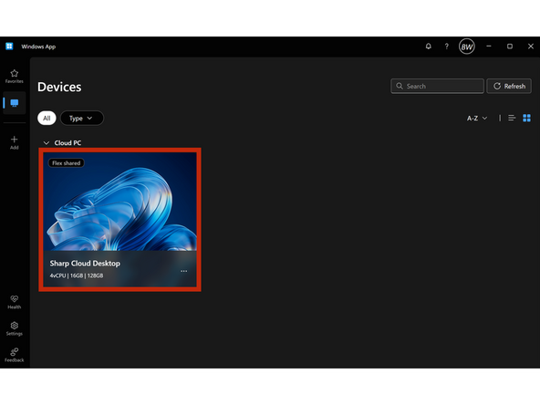 Your Sharp Virtual Machine will appear in your Devices