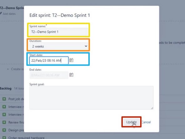 Enter the Sprint Name