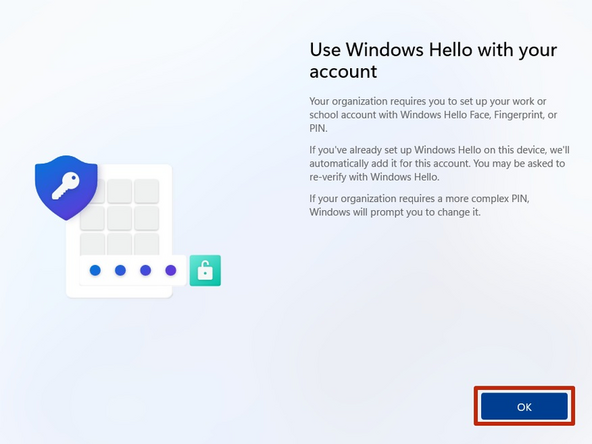 You are required to set up Windows Hello Face and/OR Fingerprint, or PIN. 