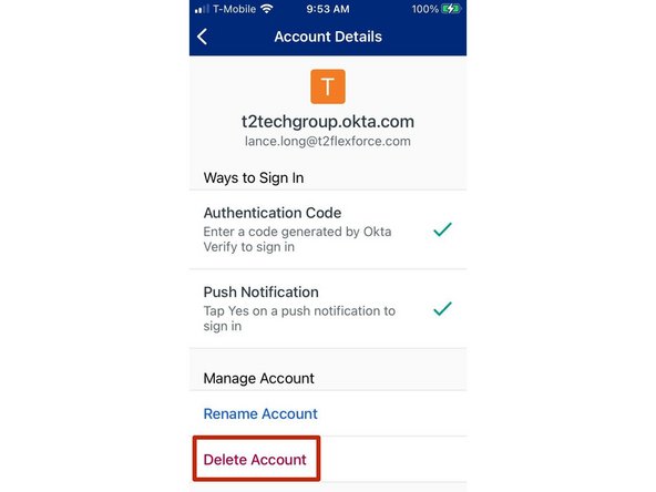 Select Delete Account
