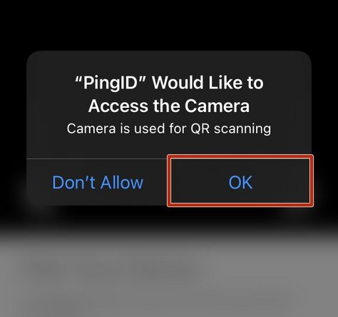 PingID will request permission to use your camera: