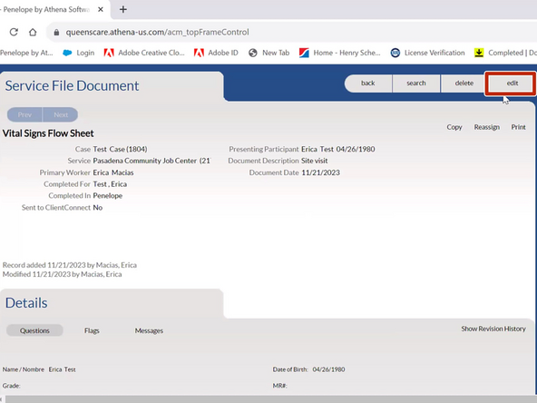 To make modifications to the Vital Signs Flow sheet: