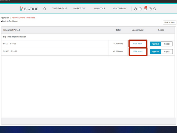 To review an unapproved timesheet/expense: