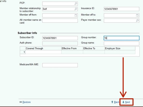 Enter the Insurance ID, and the Subscriber ID will auto populate.