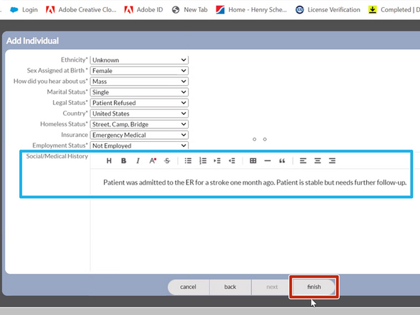 Use the Tab key on your keyboard to navigate to the next field. 