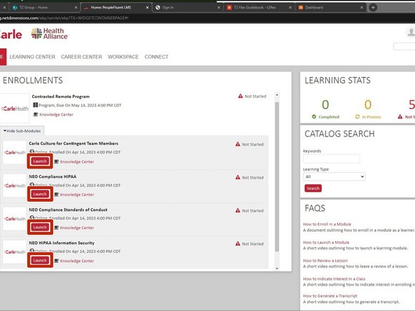 To start a Sub Module: