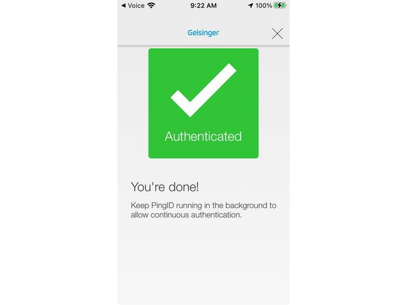 Swipe up to authenticate the connection