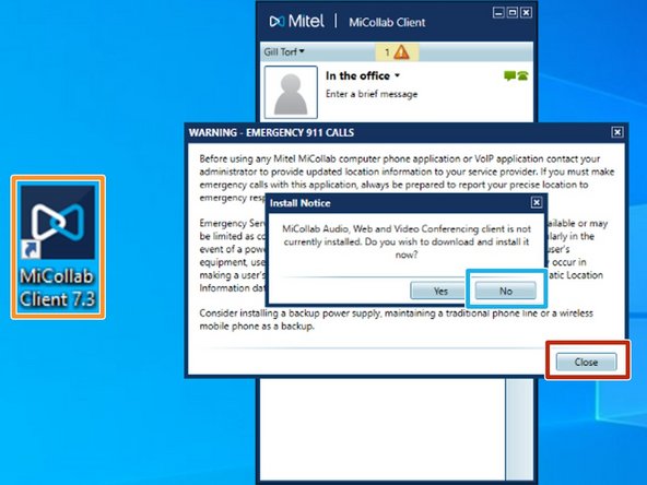 Double-click the MiCollab icon on your desktop.