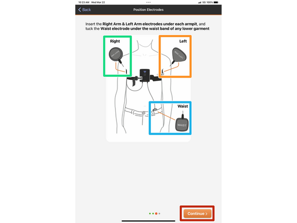 Insert the Round electrode in your Right underarm