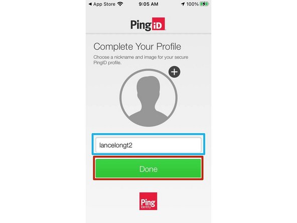 Enter a Nickname to apply to your PingID profile