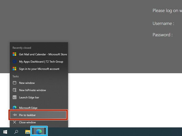 To Pin Edge to your Taskbar: