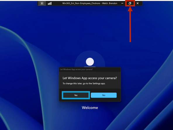 Windows App will ask for access to your camera.