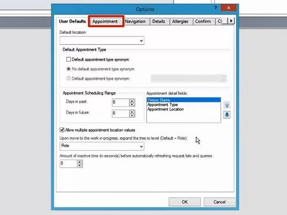 Click the Appointment tab