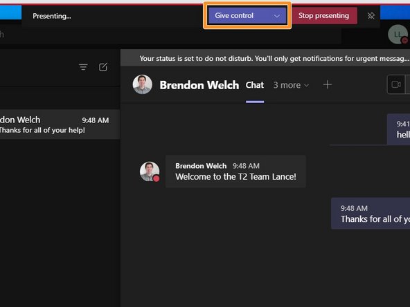 To give control to the other party: