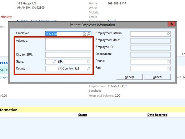 If the Employer was preexisting, the address fields will be filled automatically. 