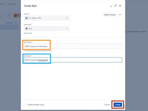 Epics are defined as larger independent work streams.