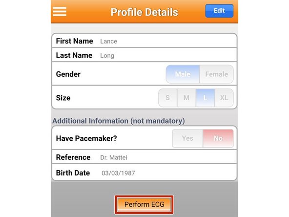 Once you have saved your profile, an ECG can be performed.