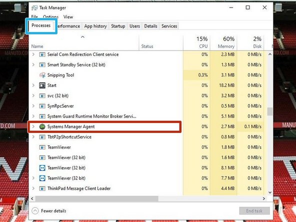 Go to the Processes tab