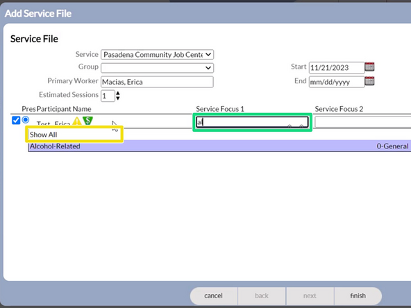 Searching for all services is recommended.