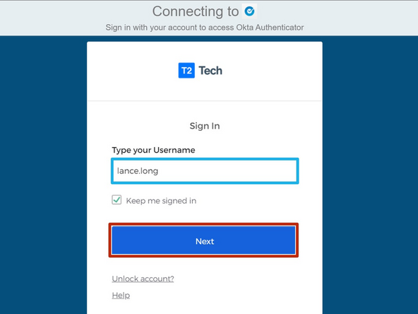 Enter your Okta Username