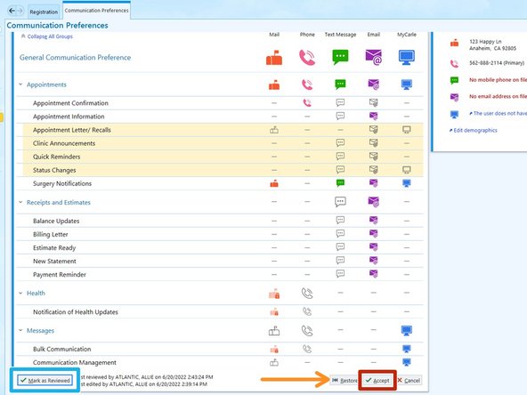 If you need to go back and restore the previous settings: