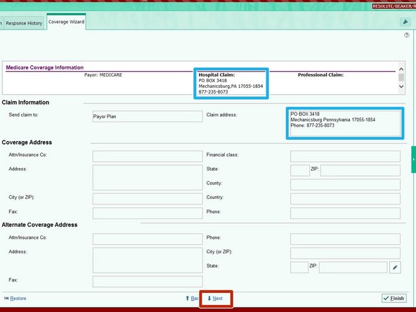Verify the Coverage Information matches the Claim Information