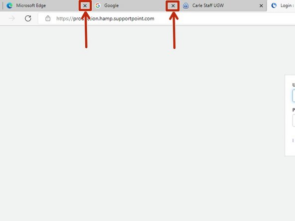 Close any other browser tabs.