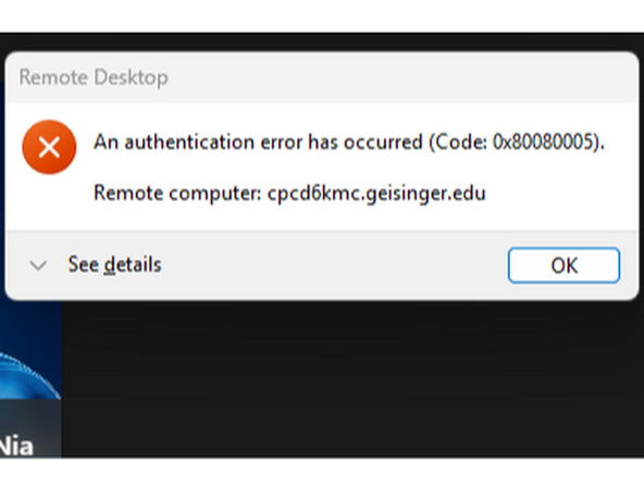 Windows App Authentication Error Fix