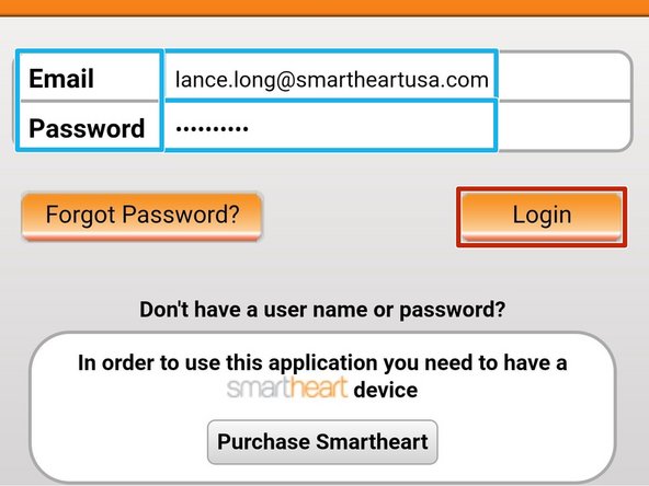 Enter the Email address and Password to your SmartHeart® account