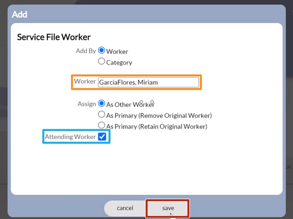 Type the Name of the worker and select their Name
