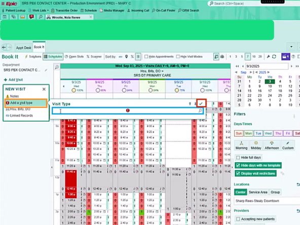 Click Add a visit type