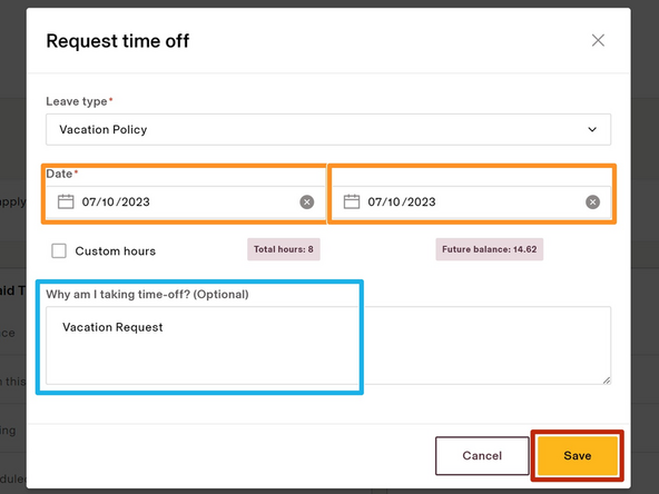 Select the Start and End Date
