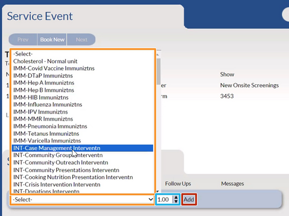 While viewing the Service Event: