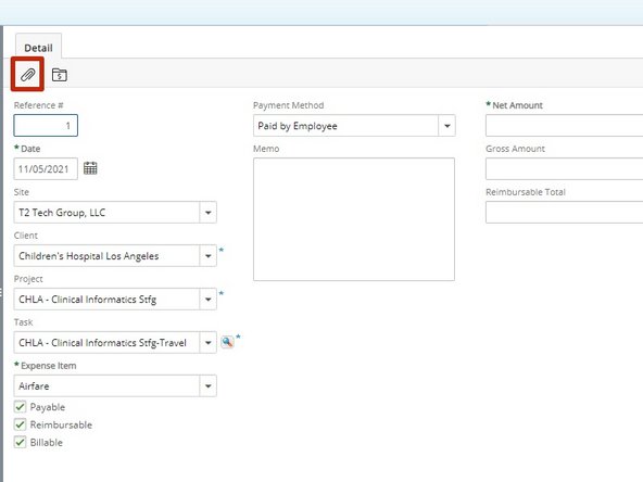 To attach the receipt for your expense: