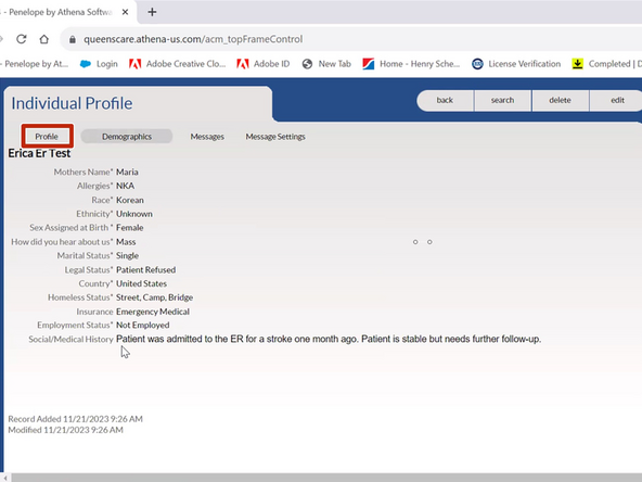 To review the Demographic information you entered: