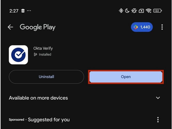 Open the Okta Verify app